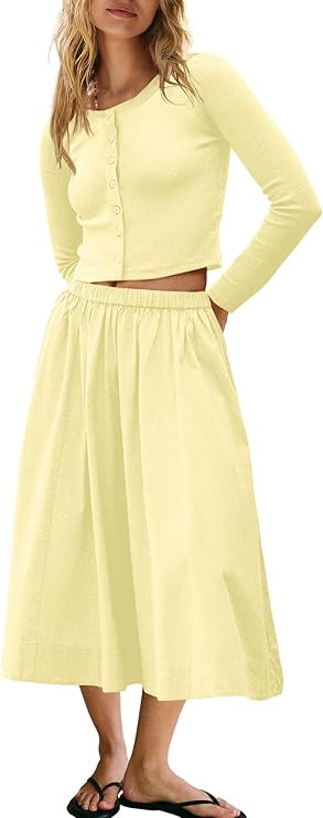 Panadila Womens 2 Piece Lounge Sets Matching Vacation Outfits Ribbed Button Down Cardigan and Ela... | Amazon (US)