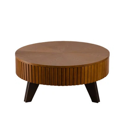 31.5" Retro Round Coffee Table with Storage Space, Suitable for Living Room and Office | Wayfair North America