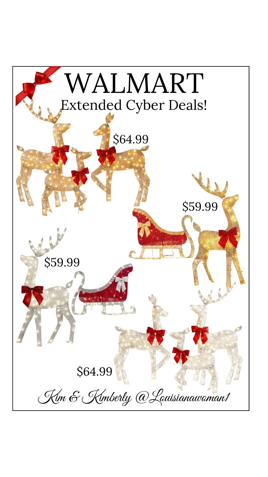 🎅🏼Cyber Monday Extended Deals at Walmart! #cyber #Monday #Extended #Walmart #Deals #Christmas #outdoor #decor #decoration #lighted #reindeer #sleigh #2D #lawn