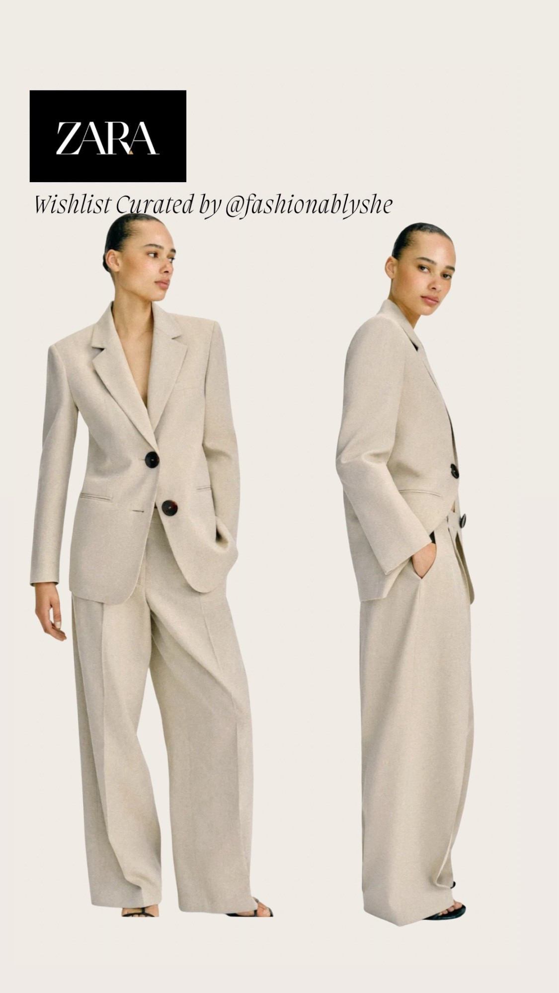 Zara 2 piece suit creme 

#LTKmomlife #LTKOver40 #LTKdayinmylife