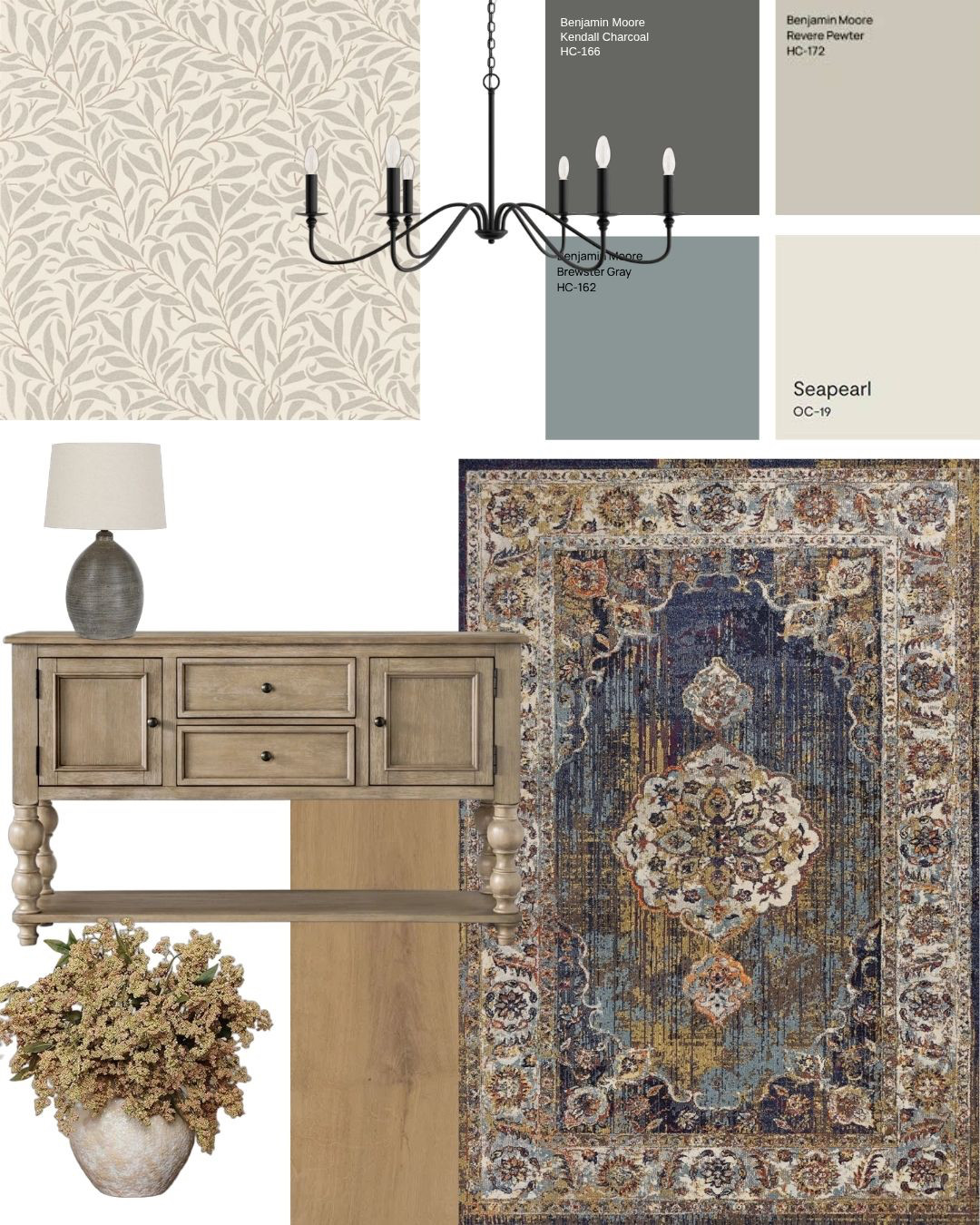 Dining Room Decor. 
Featuring some of my favourite 'chameleon' colours. 
What are chameleon colours? They are colours that seem to pick up on the colour spectrum that is already in the space. They have multiple undertones making them forgiving and easy to work with. 
Do you need a colour palette for your dining room? Comment 'fees' and I will send you a fees and services list.
Follow and comment 'dining' and I'll send you all these links to your messenger. Including the large size, peel and stick paint chips.
#chameleon #PaintColours #colorpalette #moodboard #DiningRoomGoals #wayfairpricedrop #wayfairhome #wayfairdeals #amazonfinds #amazonmusthaves #benjaminmoore #morrisandco #chandelier #farmhousestyle #grandma #mothersday #giftideas #sampalize 

 #LTKhome #LTKstyletip #LTKgiftguide