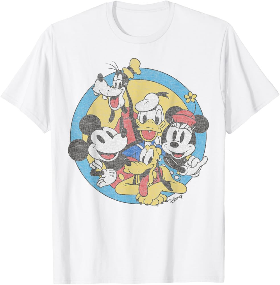Disney Mickey and Friends Retro Group Shot T-Shirt | Amazon (US)