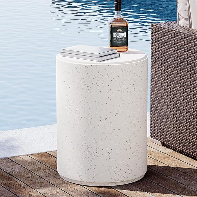 SUNBURY Outdoor Concrete Side Table, 20" H Outdoor End Tables, Cement Accent Table for Patio, Rou... | Amazon (US)
