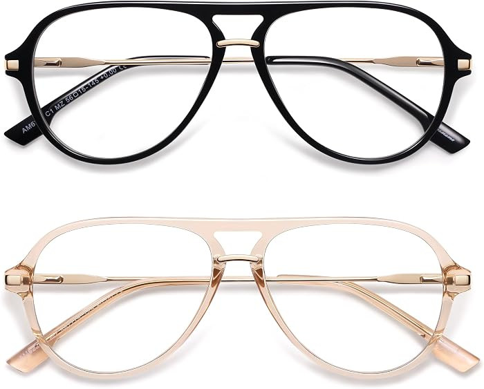 AMOMOMA Aviator Reading Glasses for Women Men Spring Temple AM6226 | Amazon (US)