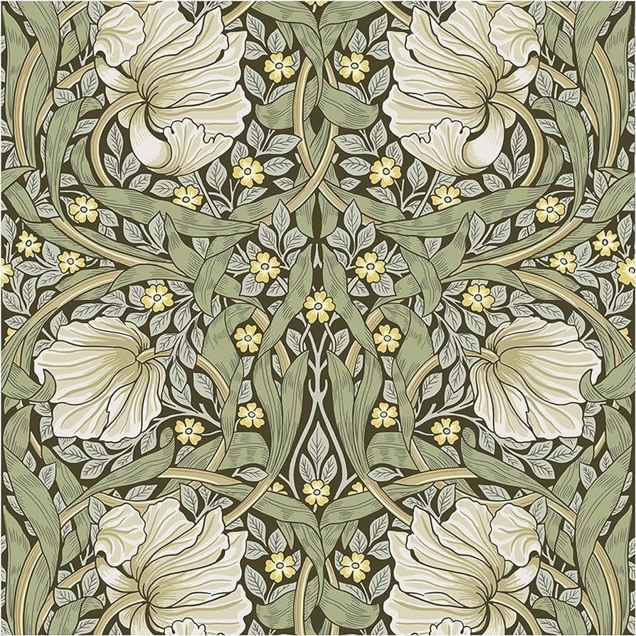 HAOKHOME 94028-1 Vintage Floral Wallpaper Peel and Stick Botanical Sage Green/Yellow Wall Murals ... | Amazon (US)