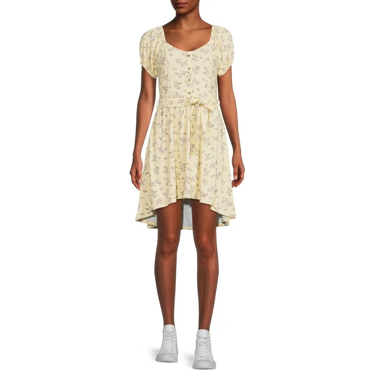 No Boundaries Juniors Peasant Dress with Belt | Walmart (US)