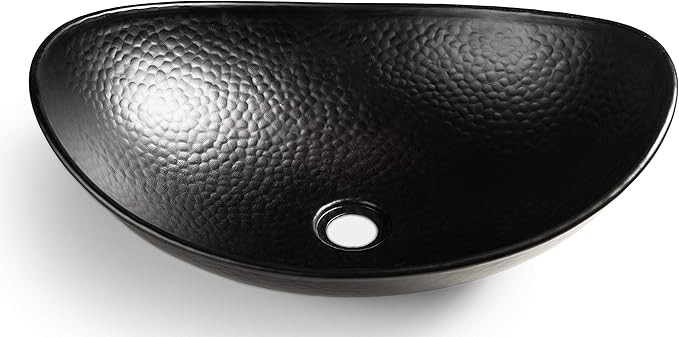 Monarch Abode 19186 Hand Hammered Matte Black Harbor Vessel Bathroom Sink (19 inches) | Amazon (US)