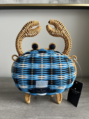 Kate Spade Pinch Me Wicker Crab Straw Crossbody Blue Purse Bag NWT | eBay US