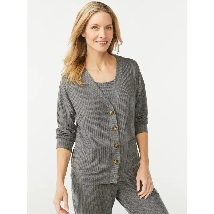 Joyspun Women's Hacci Knit V-Neck Cardigan, Lightweight, Sizes S to 3X | Walmart (US)