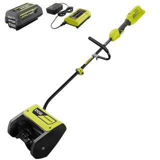 RYOBI 40V 12 in. Cordless Electric Snow Shovel with 4.0 Ah Battery and Charger RY408110 - The Hom... | The Home Depot