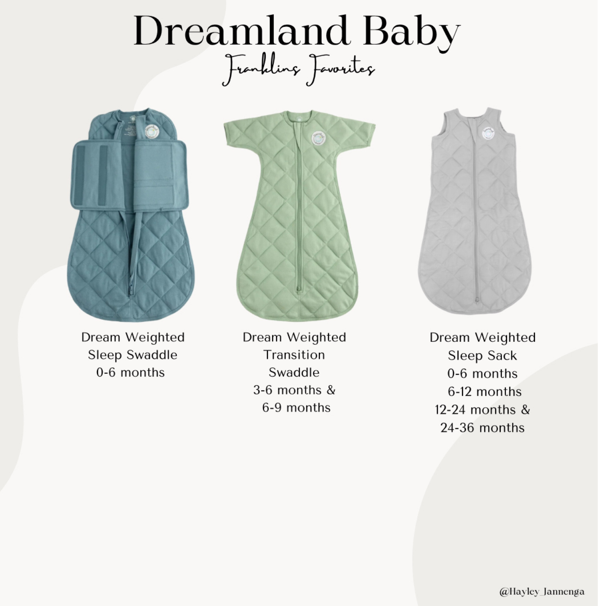 Dreamland baby for better sleep!

Below is linked to Amazon. You can also shop on their Website. If you use my code: HAYLEYFISCHER you can get 15% off!

My referral link: https://dreamlandbabyco.com/?ref=HAYLEYFISCHER

Multiple color options for each

Sleep sacks
Sleep swaddles
Baby and Toddlers 
Pajamas 
Accessories & more

#LTKfindsunder100 #LTKkids #LTKbaby