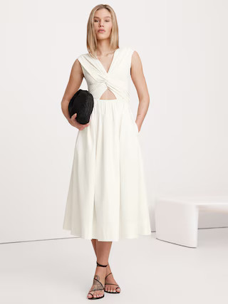 Mixed-Media Cut-Out Midi Dress | Banana Republic (US)