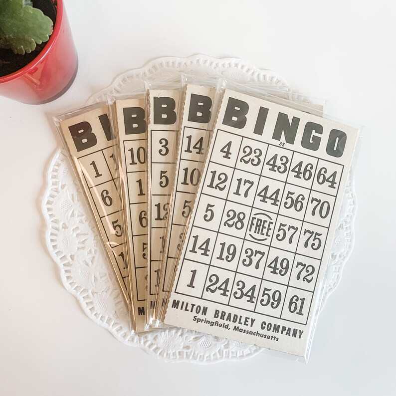 VINTAGE Milton Bradley Co. BINGO Cards - Set of 5 - Ephemera - Vintage Paper - Vintage Journal - ... | Etsy (US)