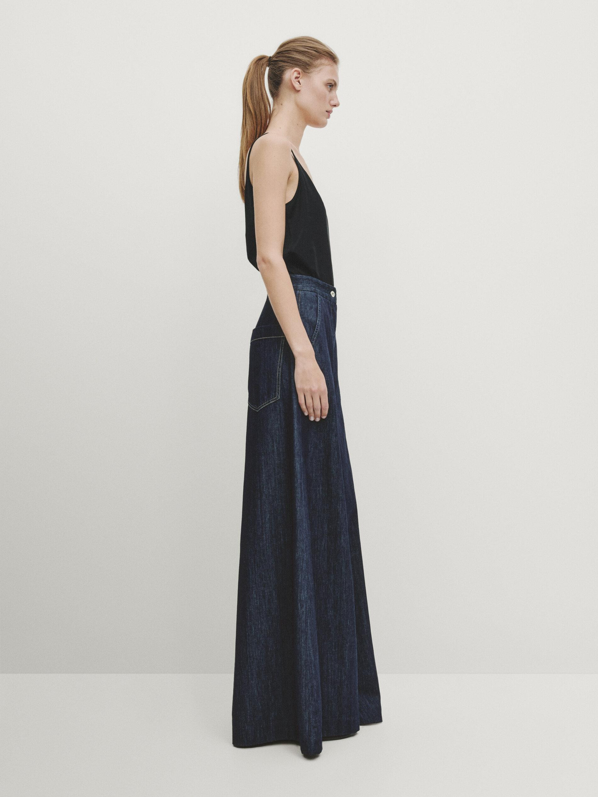 Wide-leg high-waist jeans | Massimo Dutti US