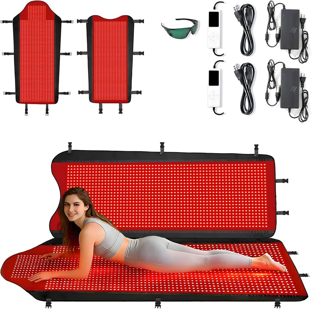 3207 LEDs Red Light Therapy Mat Full Body, TPU Infrared Blanket, Premium Foldable Mat with 10-90M... | Amazon (US)