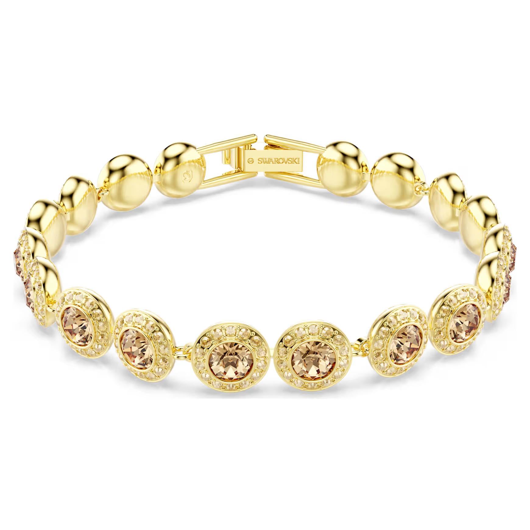 Una Angelic bracelet, Round cut, Caramel, Gold-tone plated by SWAROVSKI | SWAROVSKI