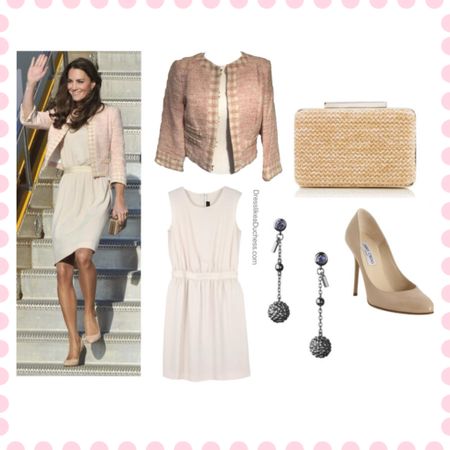 Kate Middleton Canada 🇨🇦 July 2011 in pink tweed jacket by uterque, Joseph shift dress and Jimmy Choo heels 