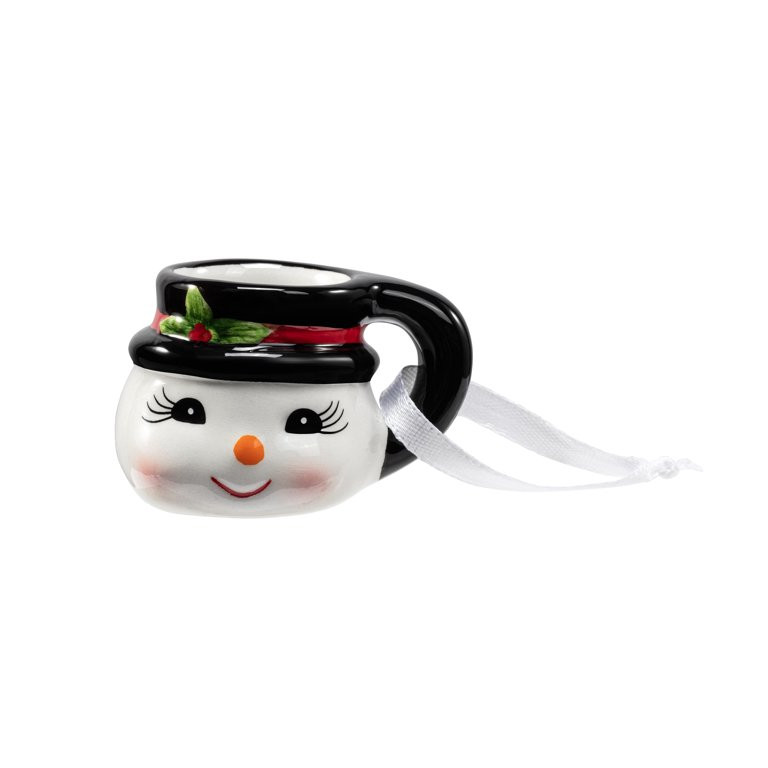 Mr. Christmas 1.5" Miniature Snowman Mug Hanging Ornament, White | Walmart (US)
