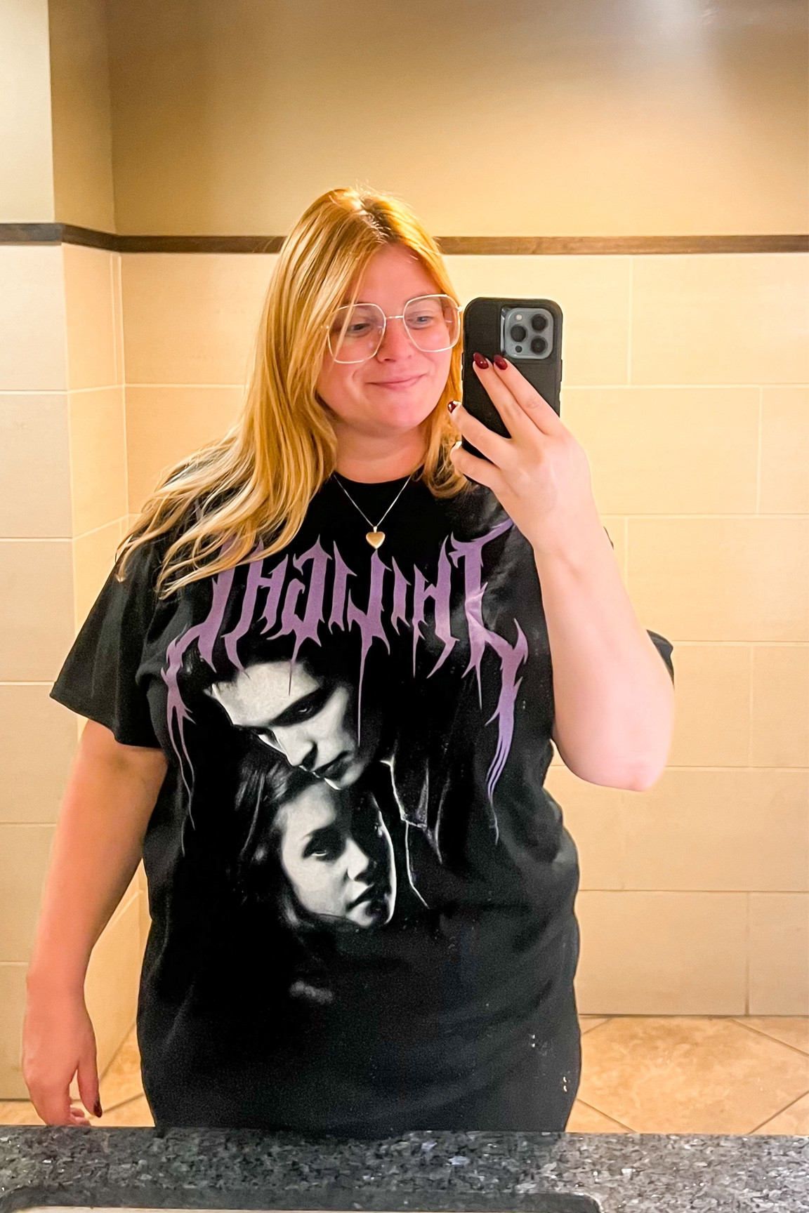 Don’t mind the bathroom selfie in a San Antonio Luby’s, but I had to share the details on this Twilight shirt that goes pretty hard. It’s under $25 and I sized up to an XXL to make it roomy! 

#LTKSeasonal #LTKHalloween #LTKFindsUnder50