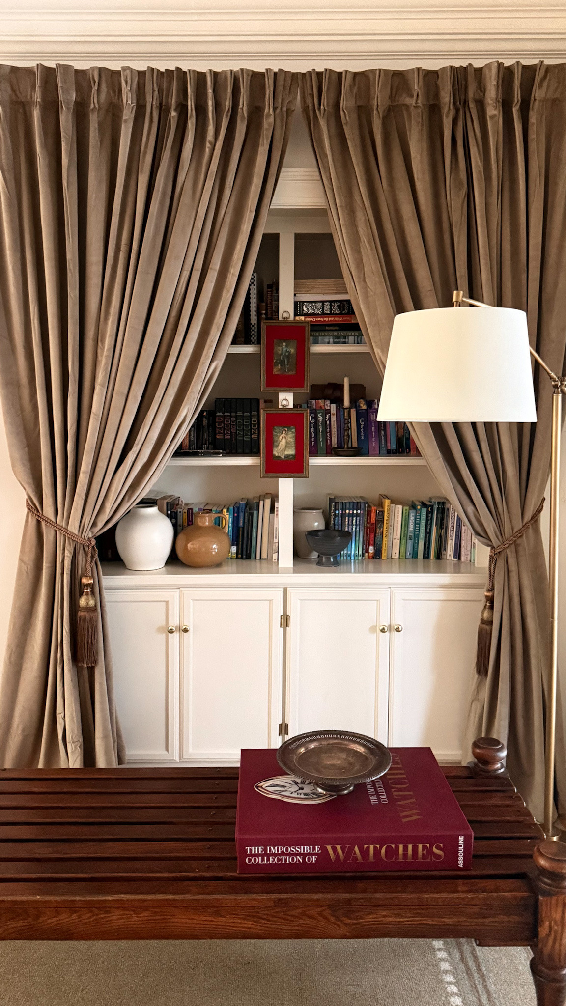 Adding curtains to the bookshelf nook in the upstairs landing

#LTKHome