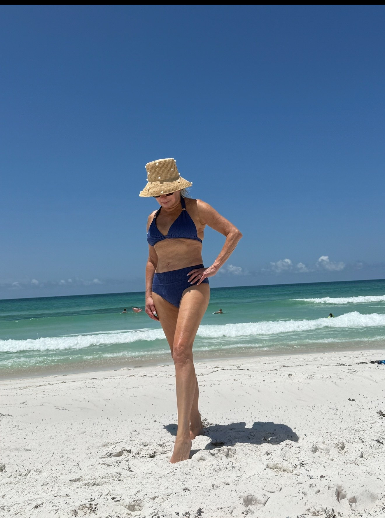 Vitamin sea + a flattering swimsuit = my kind of perfect day ☀️🌊 This Max Swim bikini is so comfortable and chic, and I’m obsessed with this San Diego Hat Co. hat for extra sun protection with style 🤍 

Amie Pagan, Max swim bathing suit, vacation style