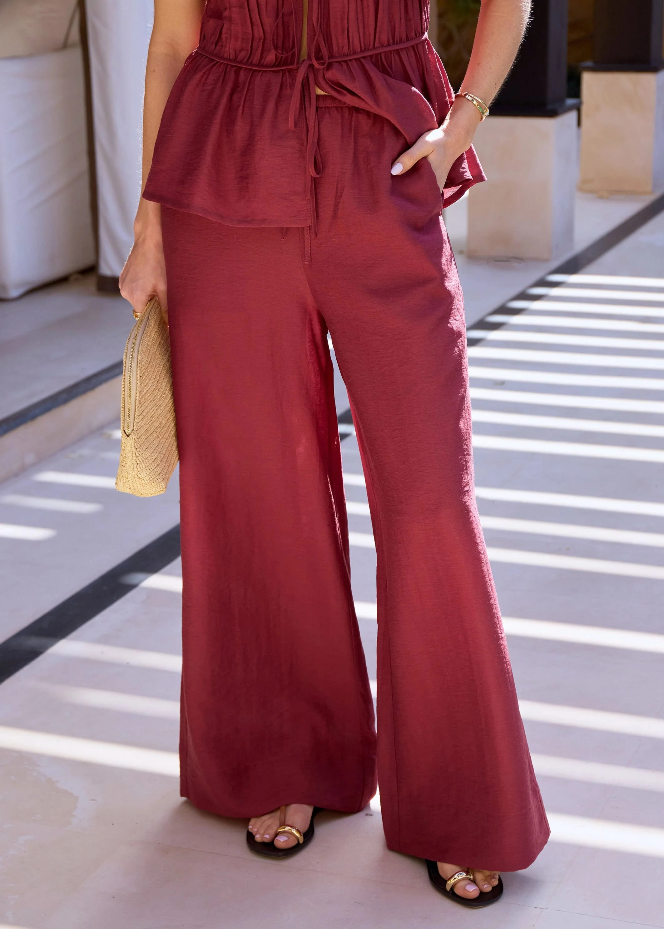 RELAXED WIDE LEG TROUSER - RUST | WAT The Brand