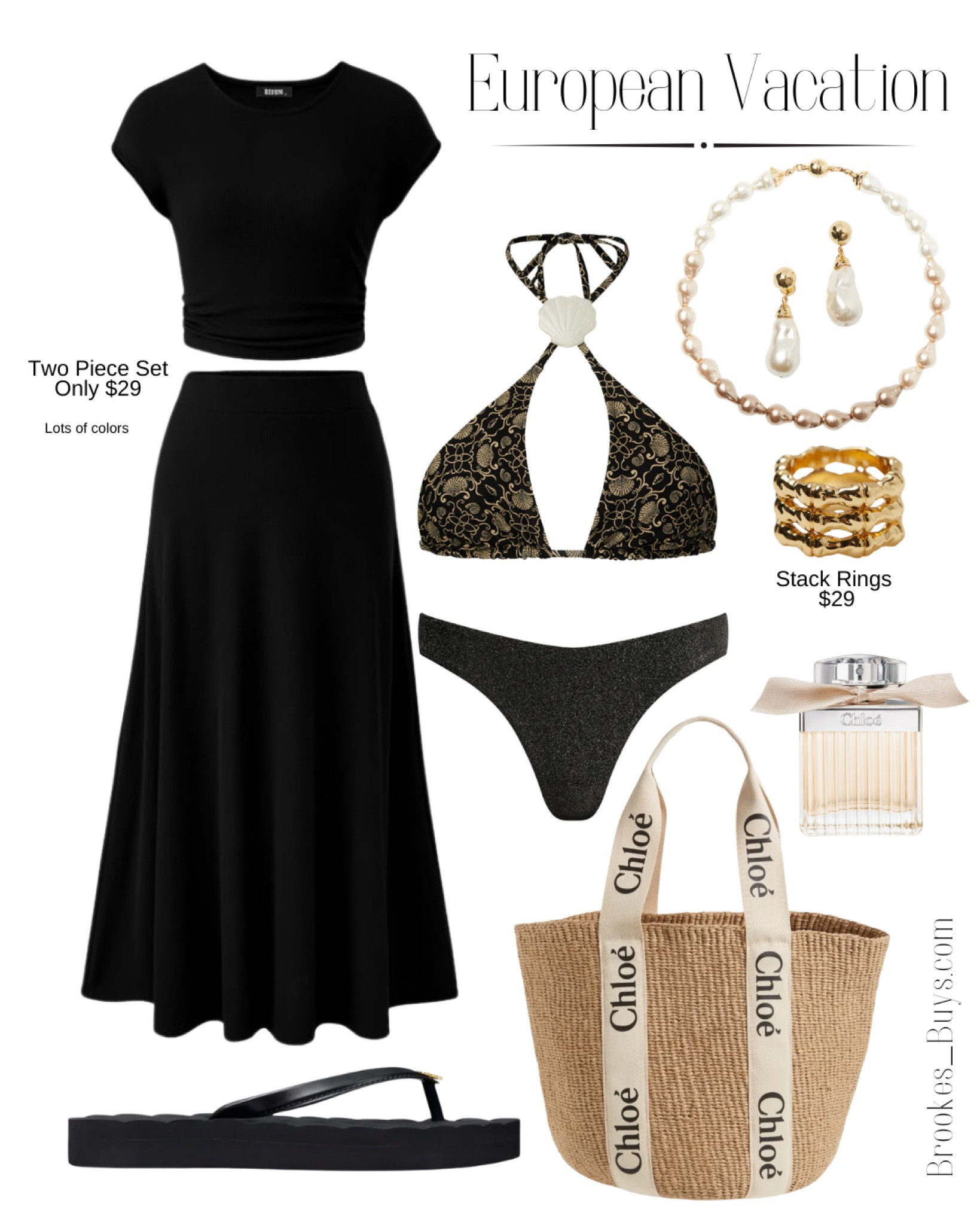 This two piece top skirt set can be dressed up or down.  This jewelry set is so cute and is on sale. #europeanoutfit #twopieceset #stackrings #flipflops

#LTKSummerSales #LTKParties #LTKFindsUnder100