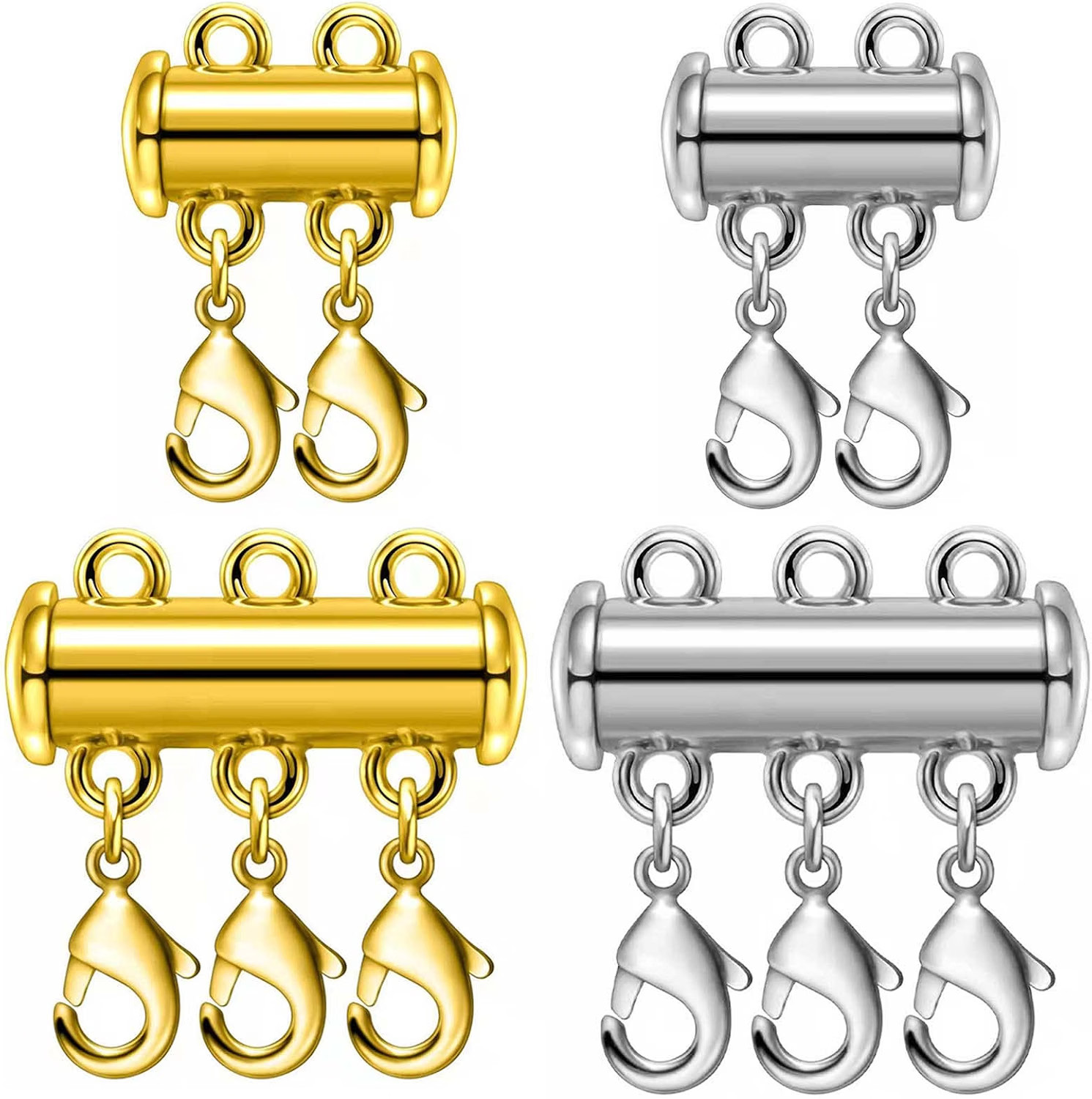OHINGLT Necklace Layering Clasps Magnetic Slide Lock Clasp Necklace Connector Multi Strands Slide Tube Clasps | Amazon (US)