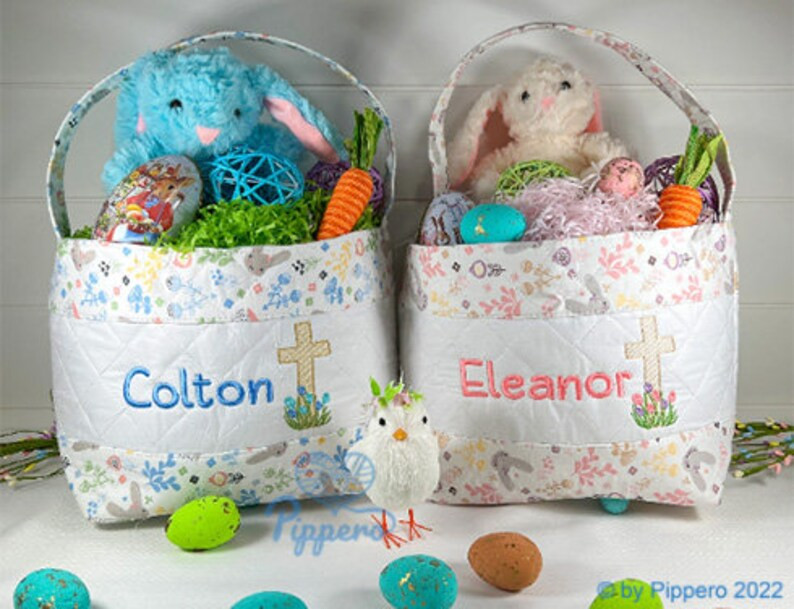 Personalized Religious Cross Quilted Easter Basket, Customized Easter Basket, Kid's Easter Basket... | Etsy (US)