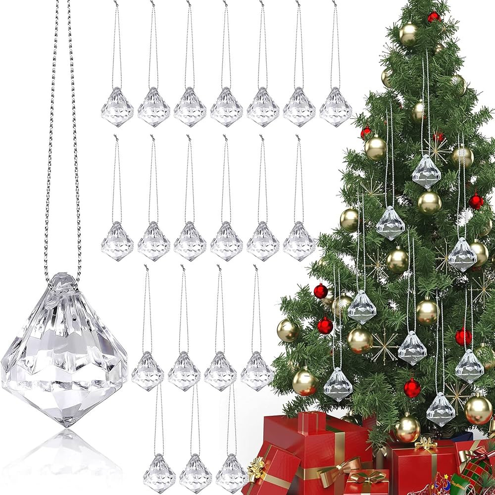 60 Pieces Acrylic Crystal Ball Christmas Tree Ornaments Acrylic Diamond Christmas Tree Ornaments ... | Amazon (US)