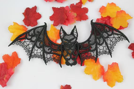 Halloween Bat Articulated Lace Bat Gothic Halloween Decor | Etsy | Etsy (US)