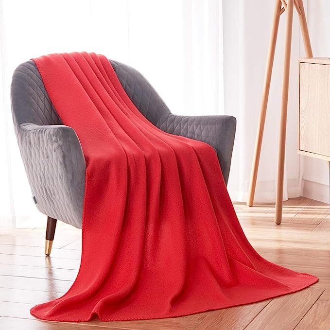Fleece Blanket Super Soft Cozy Warm Red Throw Blanket Microfleece Blanket for Bed, Sofa or Chair,... | Amazon (US)