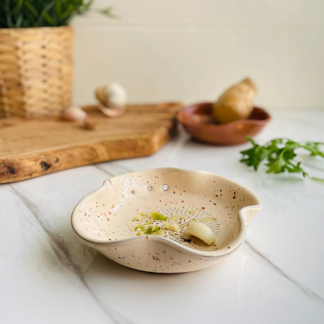 Pottery Garlic Grater, Herb Stripper Bowl, Ginger Grater, Rustic Ceramic Sauce Dish | Etsy (US)