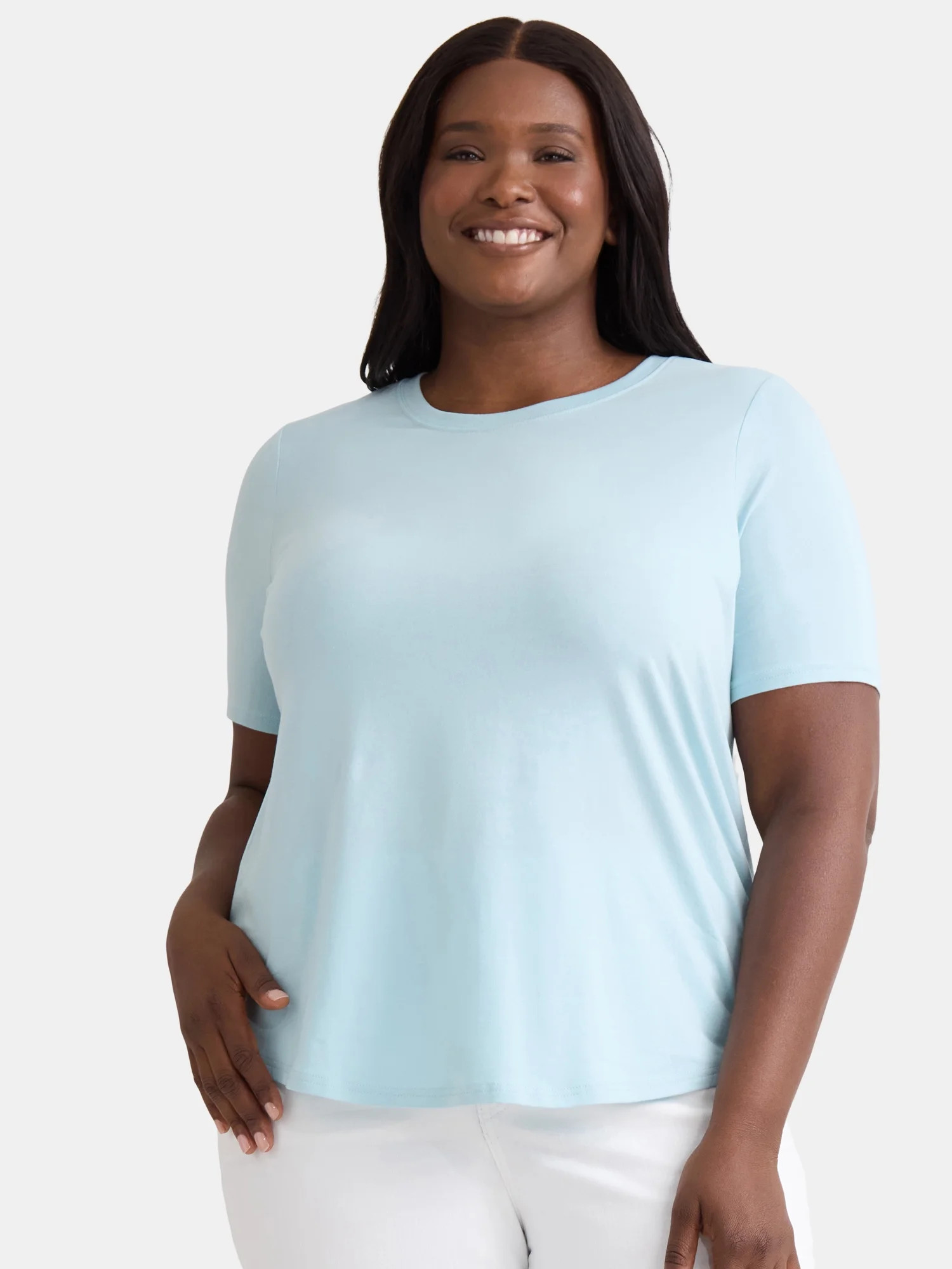 Terra & Sky Women’s Plus Crew Tee with Short-Sleeves, Sizes 0X-5X | Walmart (US)
