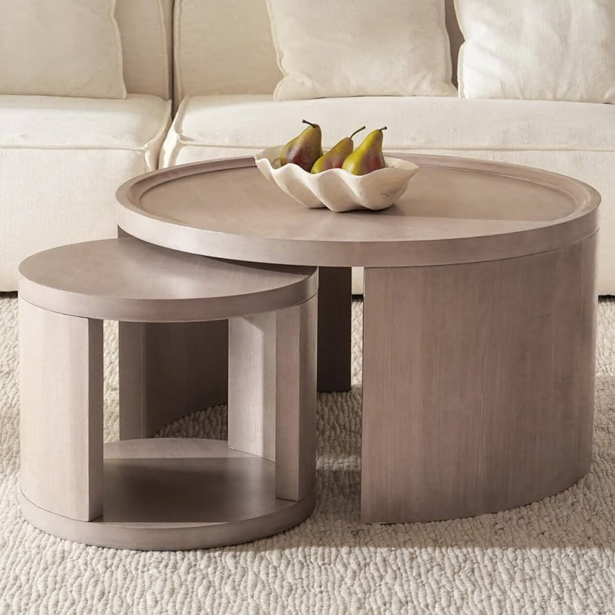 FAME HOME Round Nesting Coffee Table Set of 2,31.5" Large & 18" Small Low Tables with Wood Look T... | Amazon (US)