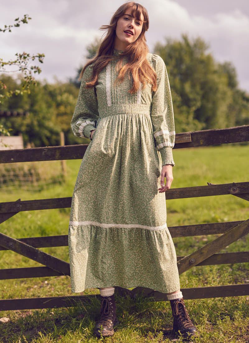 Laura Ashley X Joanie - Avalon Campion Floral Print High Neck Prairie Dress | Joanie