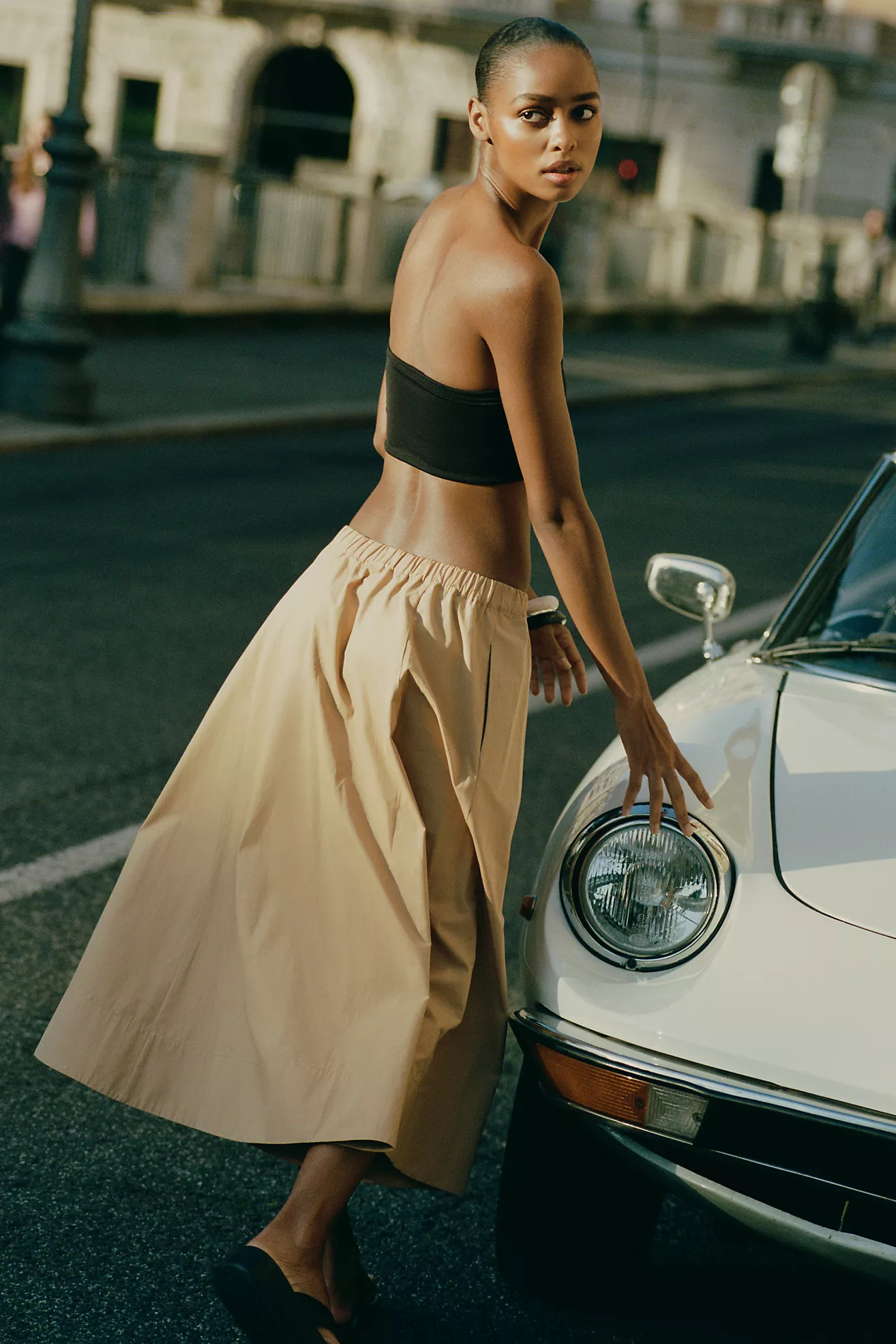 Maeve 100% Cotton Pull-On Midi Skirt | Anthropologie (US)