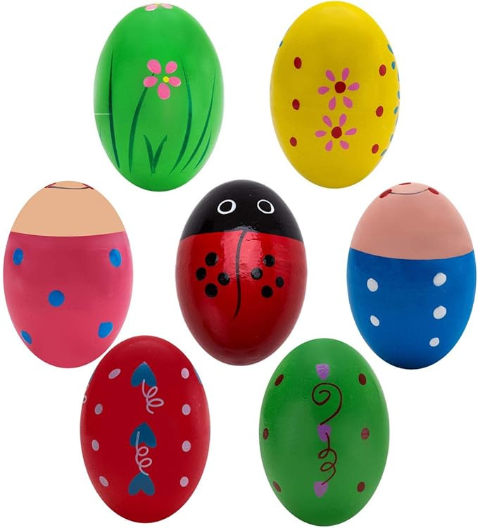 Kunyida 7Pcs Wooden Percussion Musical Egg Maracas Egg Shakers | Amazon (US)