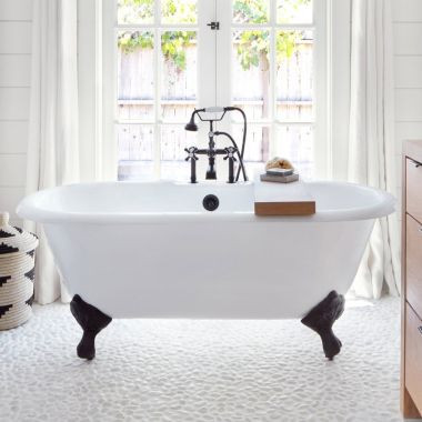 Cambridge Cast Iron Double Ended Clawfoot Tub - Rim Faucet Drillings | Vintage Tub & Bath