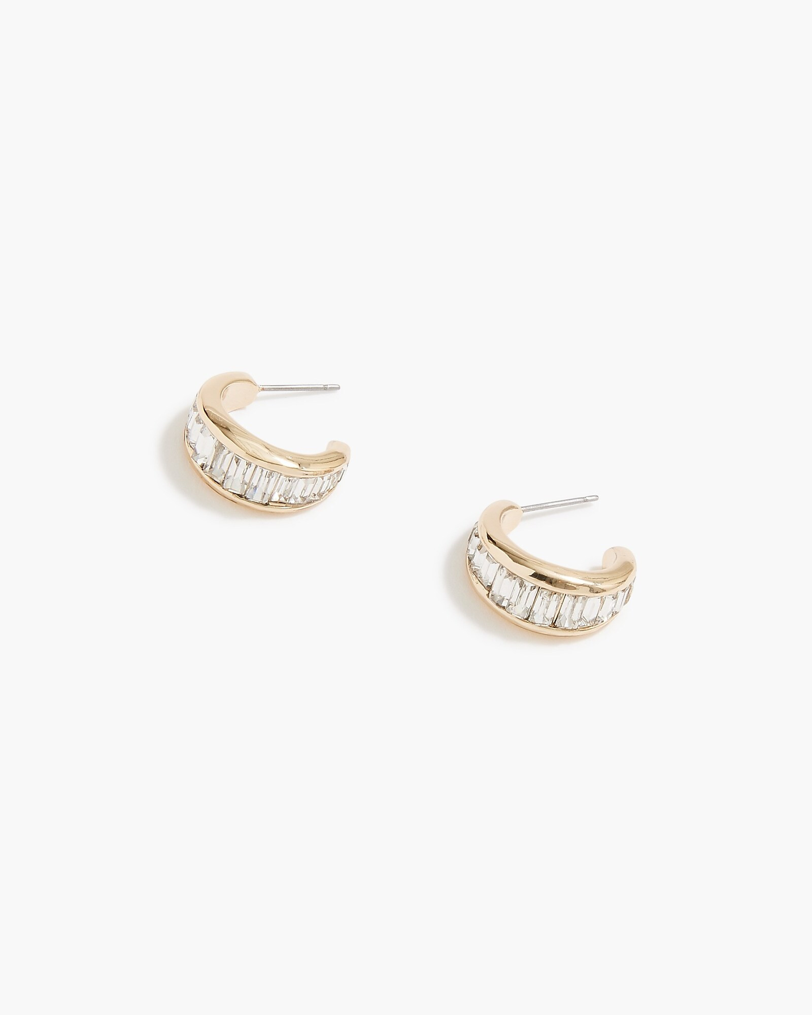 Crystal mini baguette hoop earrings | J.Crew Factory