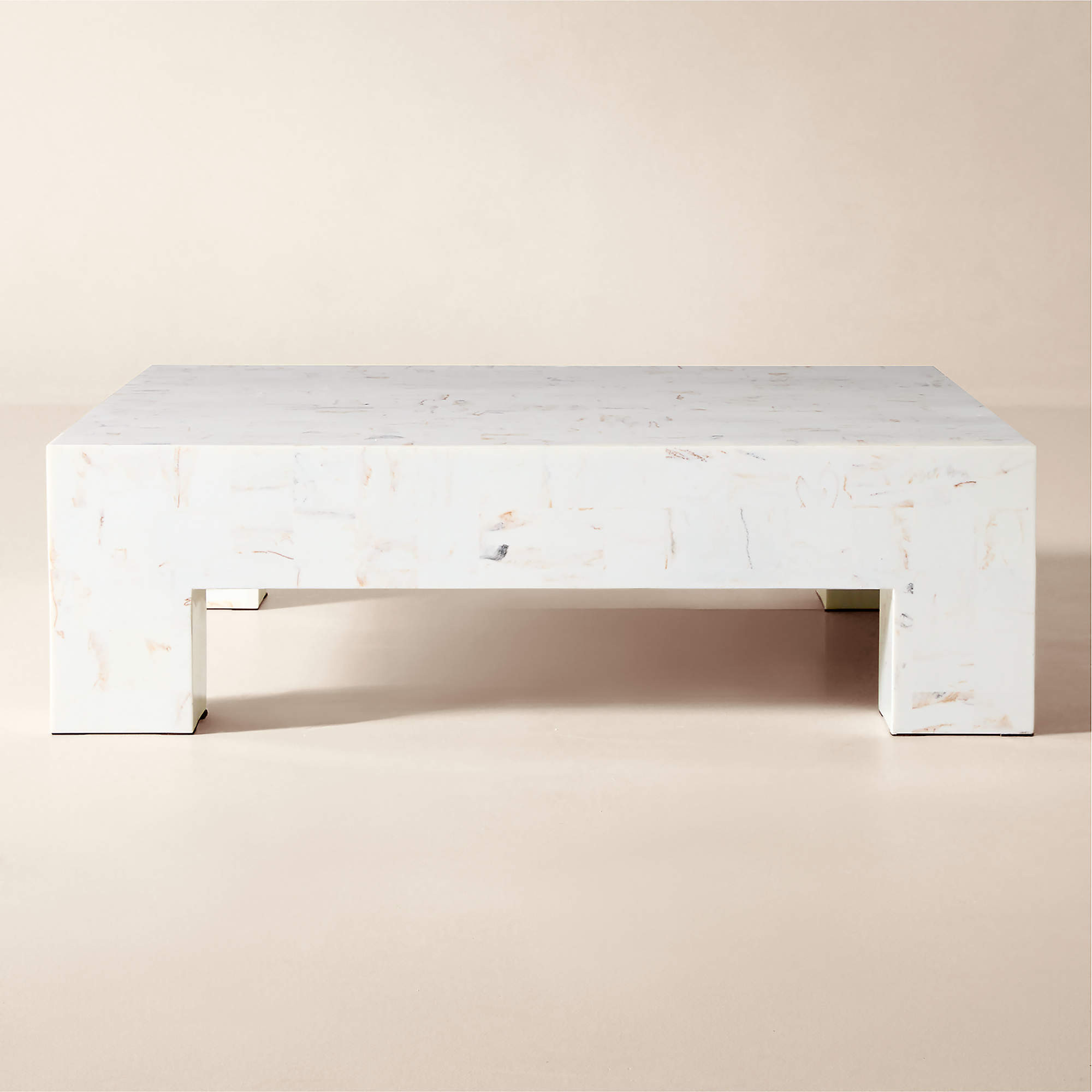 Scatola 48" Square White Swirled Resin Coffee Table + Reviews | CB2 | CB2