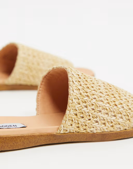 Steve Madden oceana woven flat mules in natural | ASOS UK