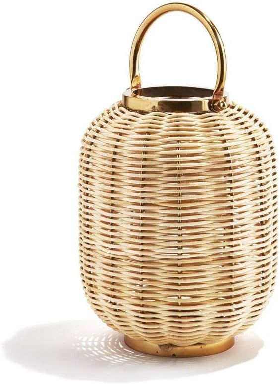 Two's Company Tozai Bali 12.75 inches Woven Cane Lantern with Metal Frame/Handle | Amazon (US)