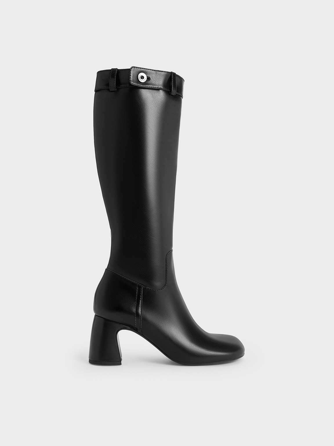 Block-Heel Knee-High Biker Boots - Dark Brown | Charles & Keith EU