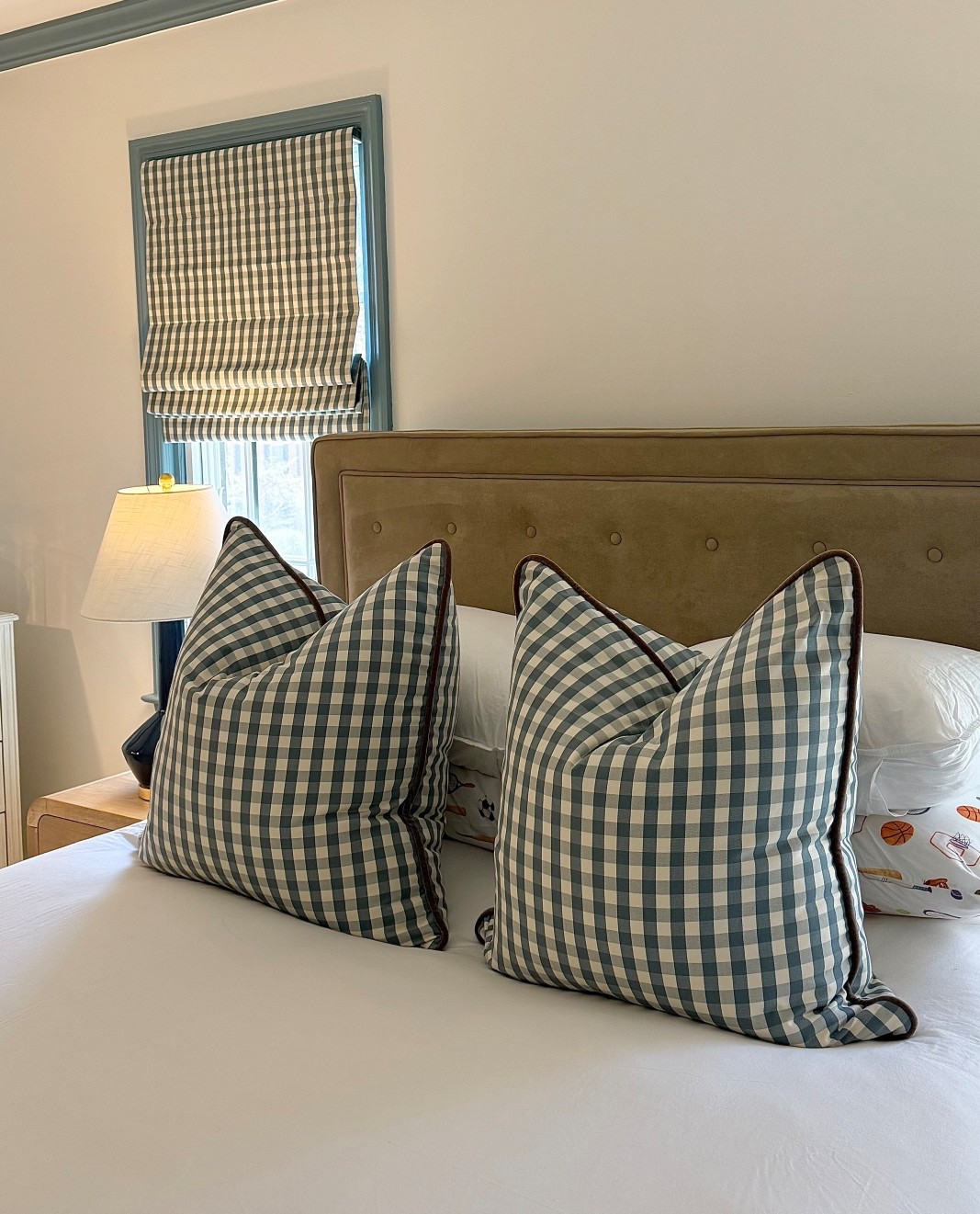 Gingham glory! This gorgeous fabric from Pepper Home is a show stopper and simple adorable for a children room! 