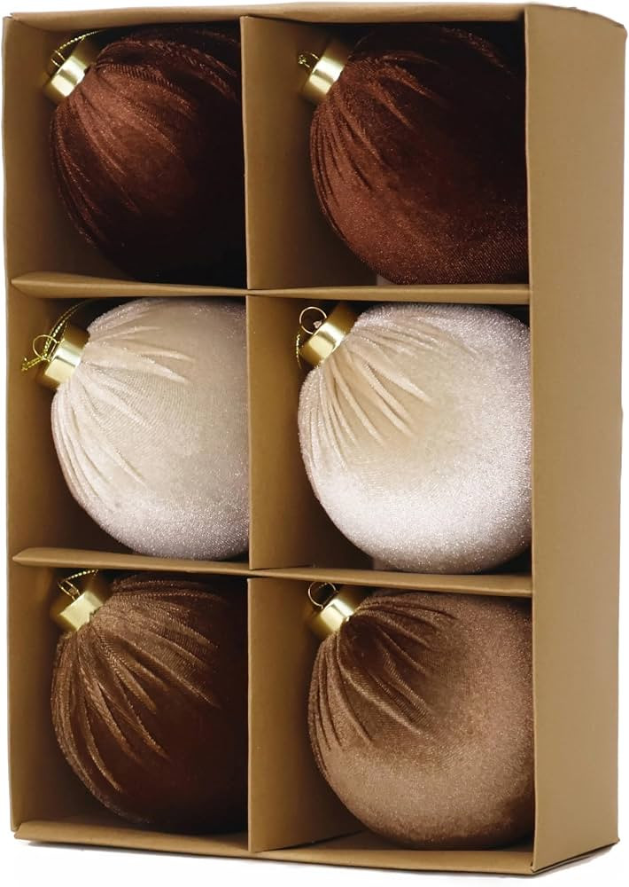 4inch Velvet Christmas Ornaments, 6pcs Multicolor Flocked Ornaments for Christmas Tree Decoration... | Amazon (US)