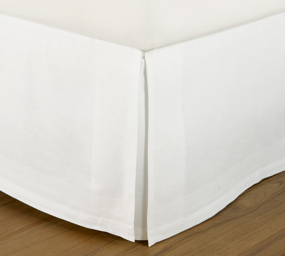 Essential Linen &amp;amp; Cotton Bed Skirt, 14&amp;quot; Drop, Twin/Twin XL, White | Pottery Barn (US)