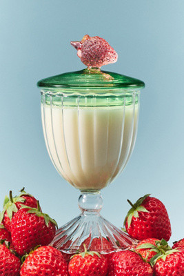 Astrid Fruity Strawberry & Blonde Wood Glass Candle | Anthropologie (US)