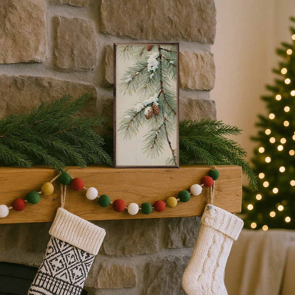 Pine Branch With Snow Vertical | Wayfair North America