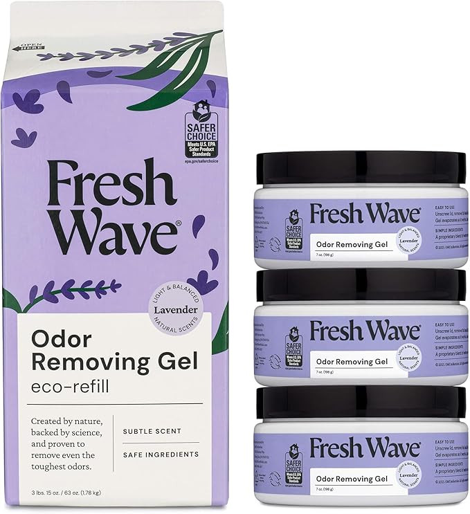 Fresh Wave Odor Removing Gels Bundle: Lavender Scent 3-Pack 7oz. & 63oz. Gel Refill | Amazon (US)